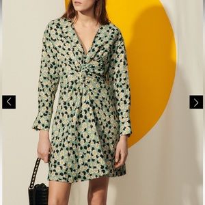 Sandro short printed dress with gathers